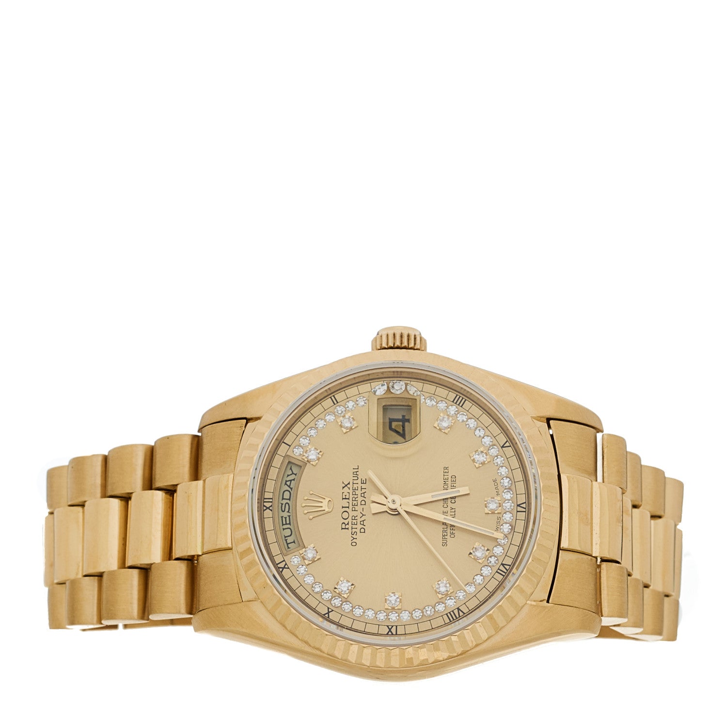 Rolex 18K Yellow Gold Diamond 36mm Oyster Perpetual Day-Date President Watch Champagne 18238 2 of 4