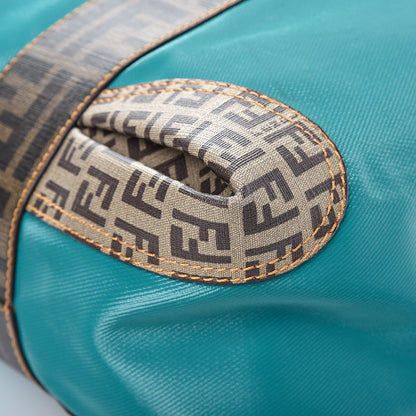 Fendi Canvas Zucca Zucchino Spalmati Large B Mix Tote Teal Tobacco 11 of 11