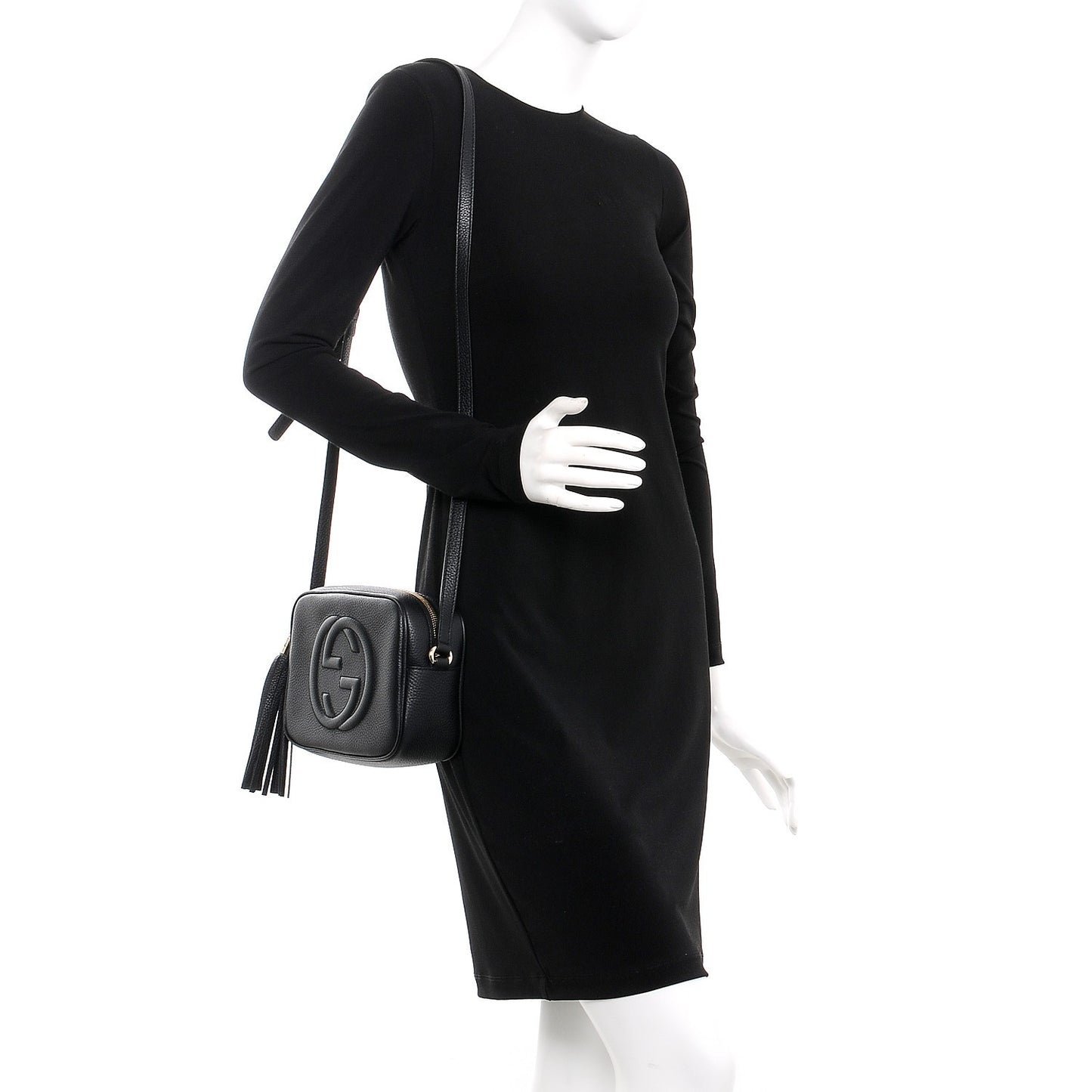 Pebbled Calfskin Small Soho Disco Bag Black