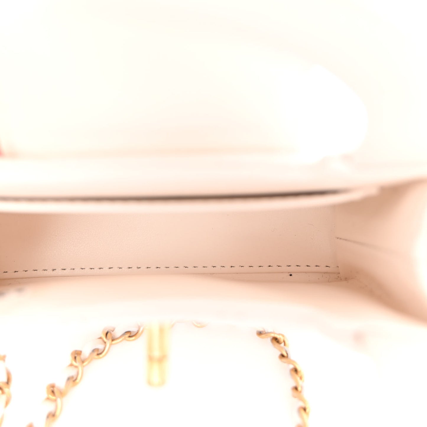 Shiny Aged Calfskin Quilted Mini Nano Kelly Shopper White