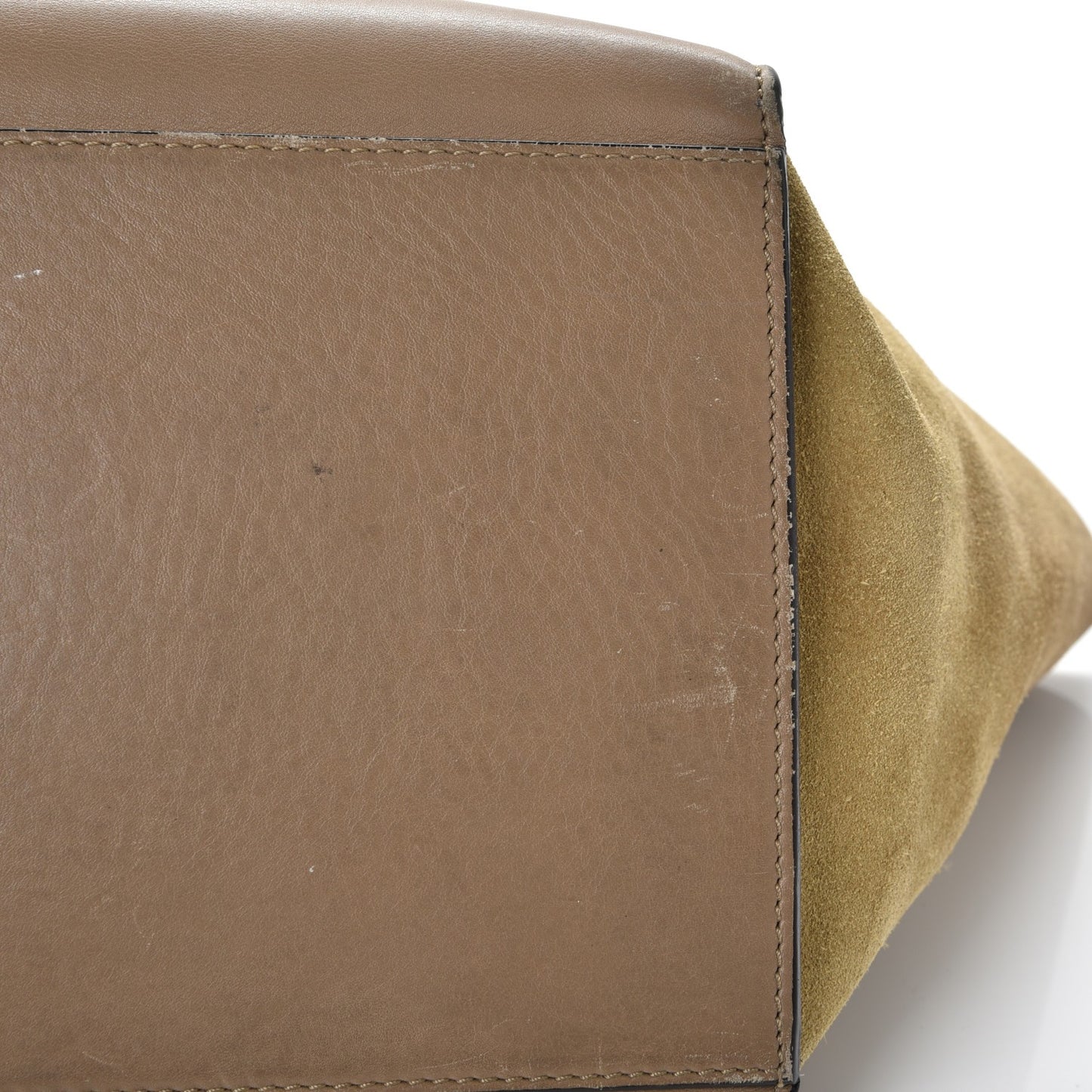 Smooth Calfskin Suede Medium Tri-Color Trapeze Olive