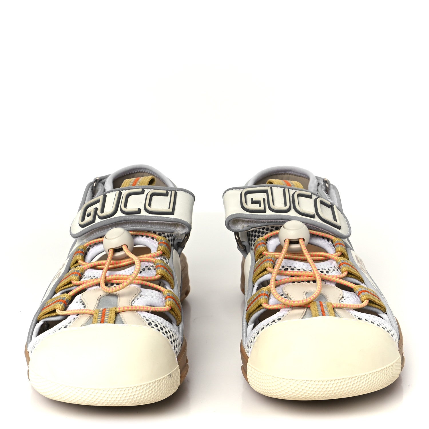 Gucci Mesh Fabric Tinsel Sport Sandals 37 White Silver 4 of 10
