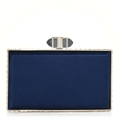 Judith Leiber Satin Crystal Frame Coffered Evening Clutch Navy 1 of 10