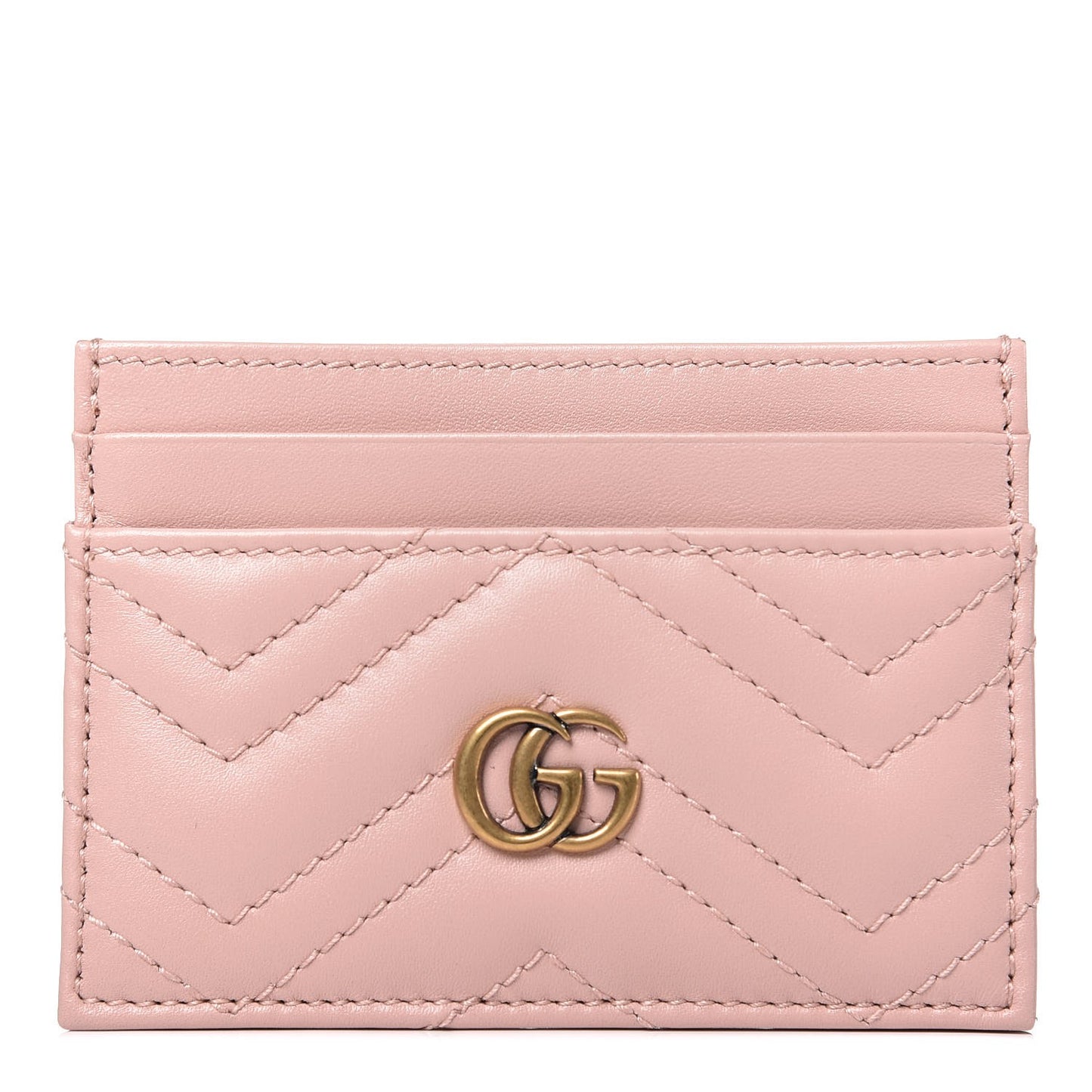 Calfskin Matelasse GG Marmont Card Holder Perfect Pink