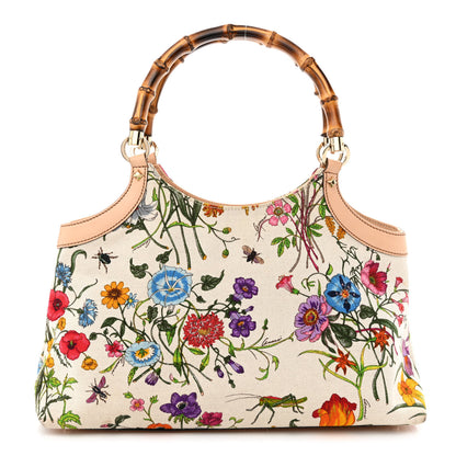 Gucci Canvas Floral Flora Bamboo Handle Bag 1 of 14