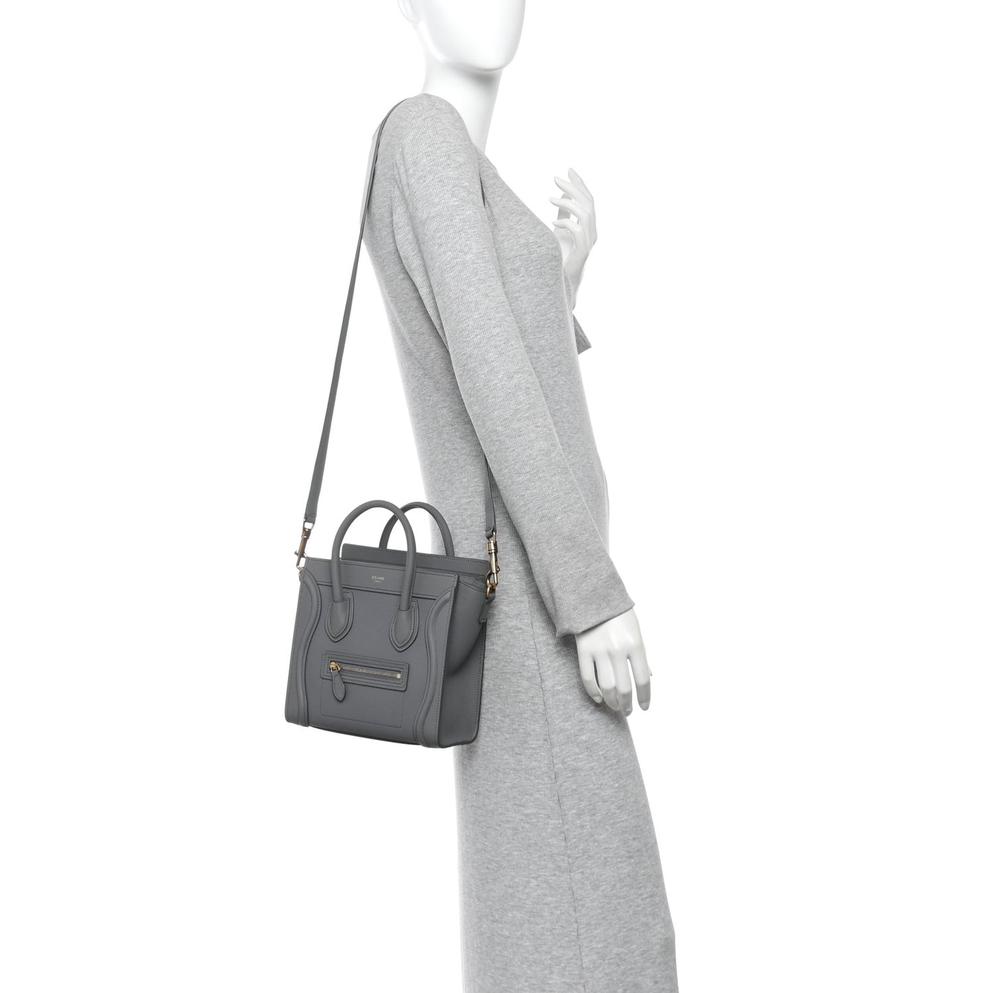 Drummed Calfskin Nano Luggage Kohl