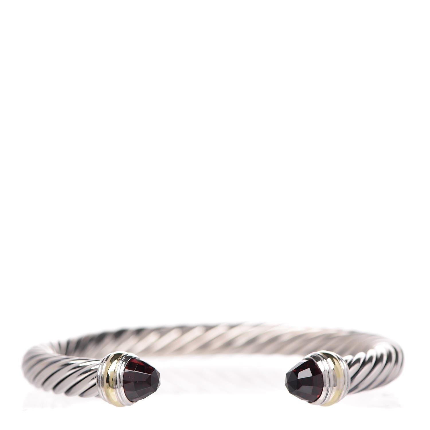 David Yurman Sterling Silver 14K Yellow Gold Garnet 7mm Cable Classics Bracelet 1 of 5
