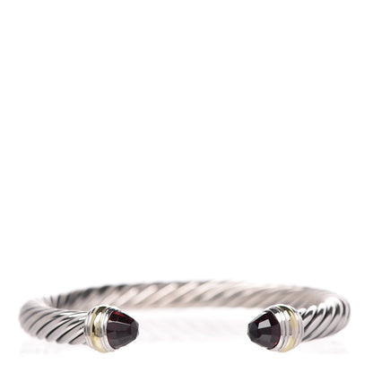 David Yurman Sterling Silver 14K Yellow Gold Garnet 7mm Cable Classics Bracelet 1 of 5