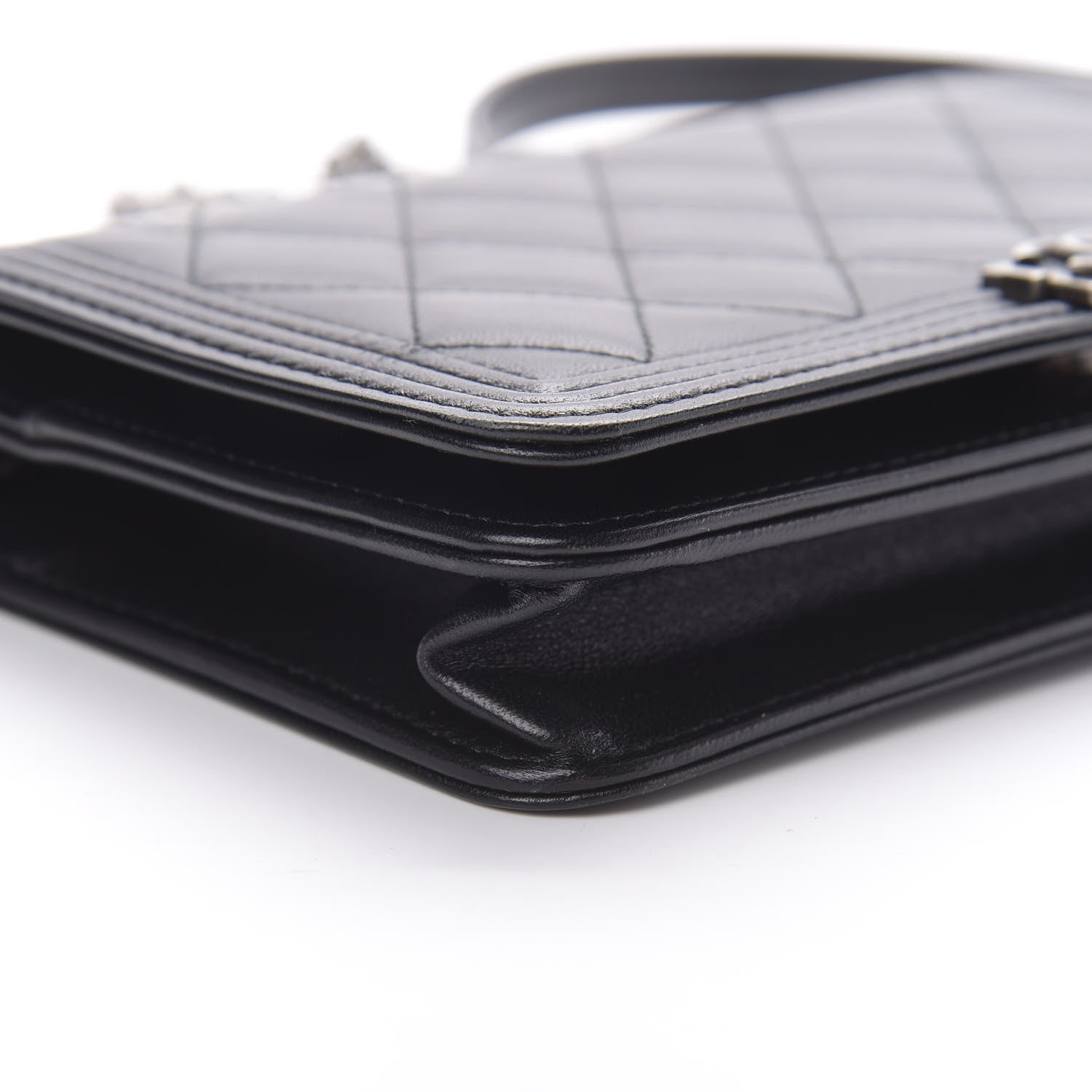 Chanel Lambskin Quilted Boy Wallet On Chain WOC Black 10 of 14