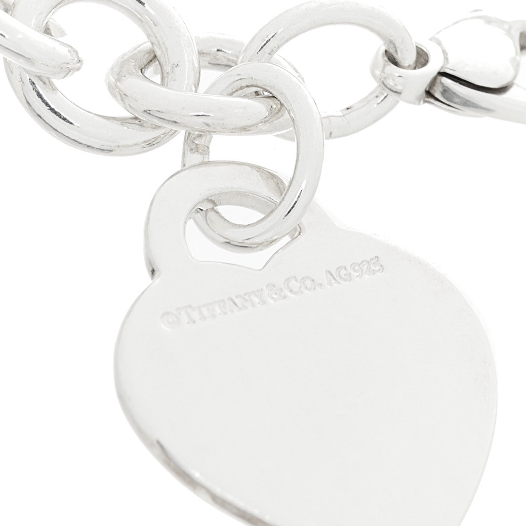 Sterling Silver Heart Tag Charm Bracelet