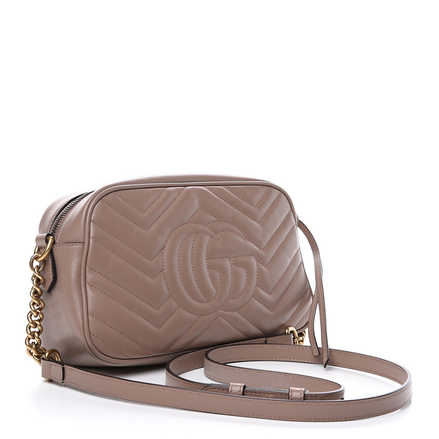 Gucci Calfskin Matelasse Small GG Marmont Chain Shoulder Bag Porcelain Rose 2 of 9