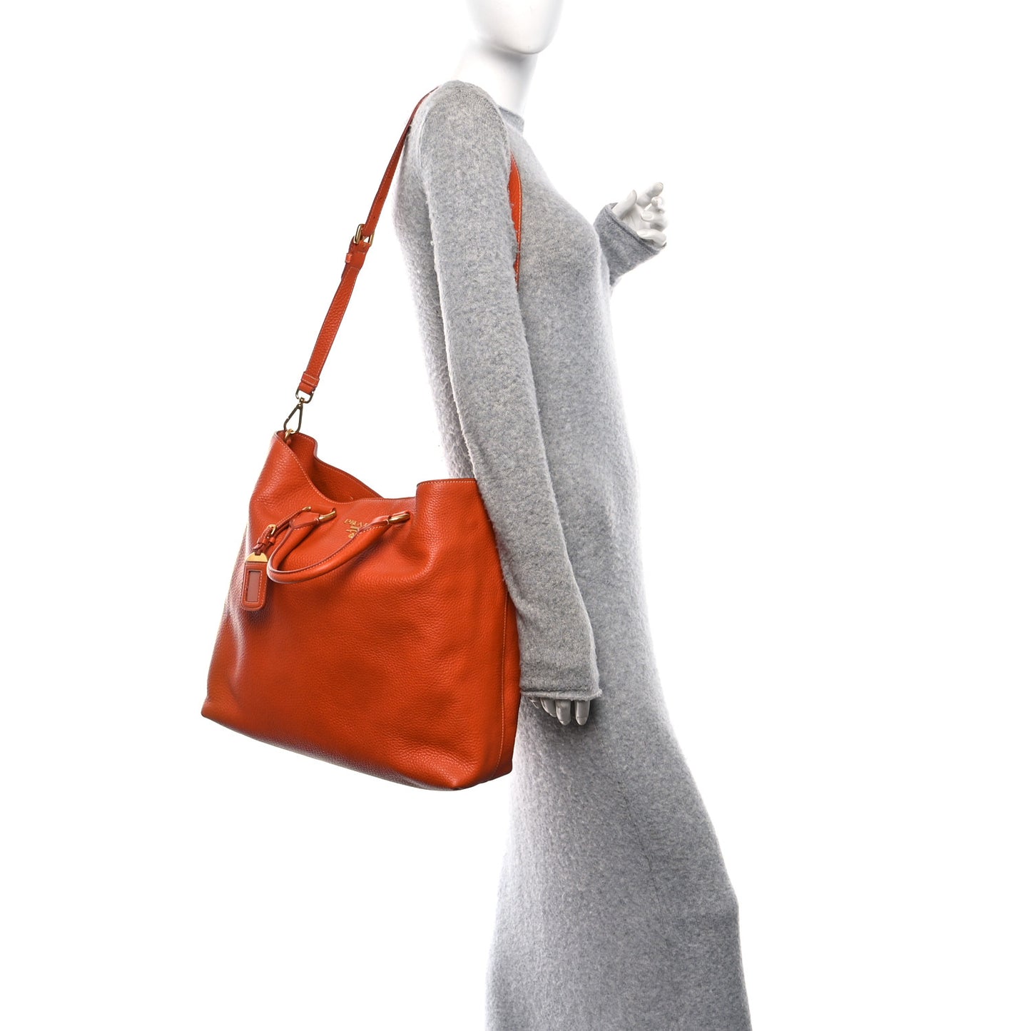Vitello Daino Shopping Tote Papaya