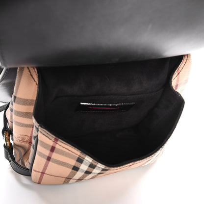 Burberry Calfskin Haymarket Check Studded Large Bridle Saddle Bag Black 7 of 12