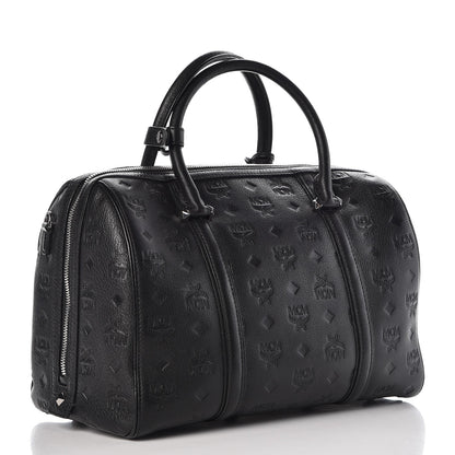 MCM Calfskin Ottomar Monogram Boston Bag Black 2 of 8