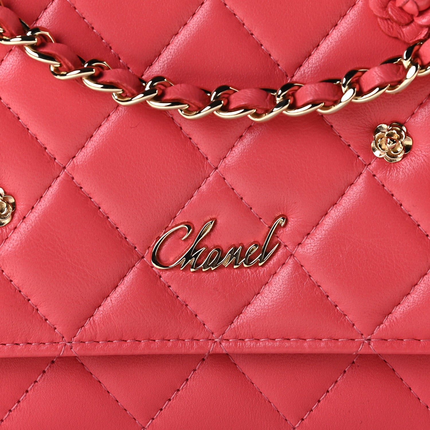 Chanel Lambskin Camellia Wallet on Chain WOC Pink 5 of 8