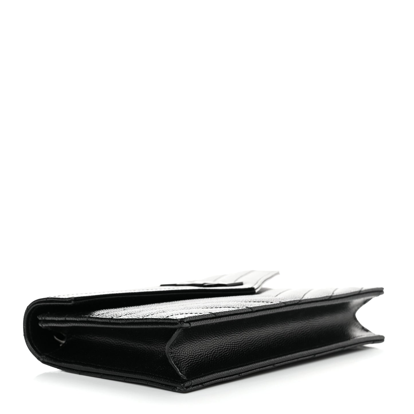 Grain De Poudre Matelasse Chevron Monogram Monochrome Envelope Chain Wallet Black