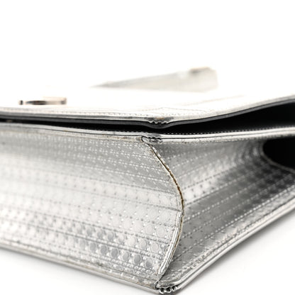 Christian Dior Metallic Patent Micro-Cannage Medium Diorama Flap Bag Silver 9 of 12