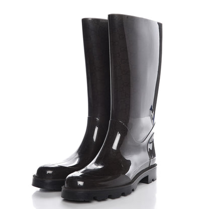 Gucci Rubber Monogram Flat Boots 37 Black 3 of 7