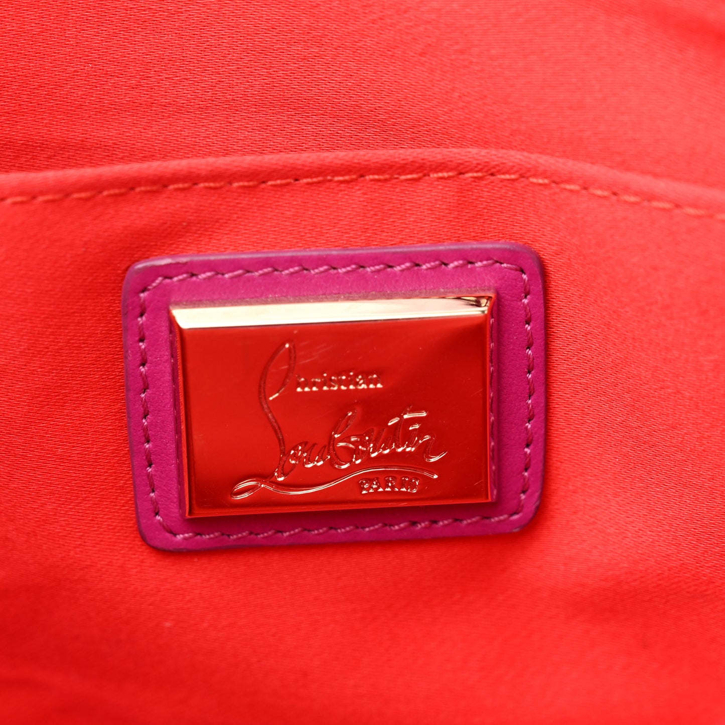 Calfskin Studded Loubiposh Chain Clutch Rose Indien Gold