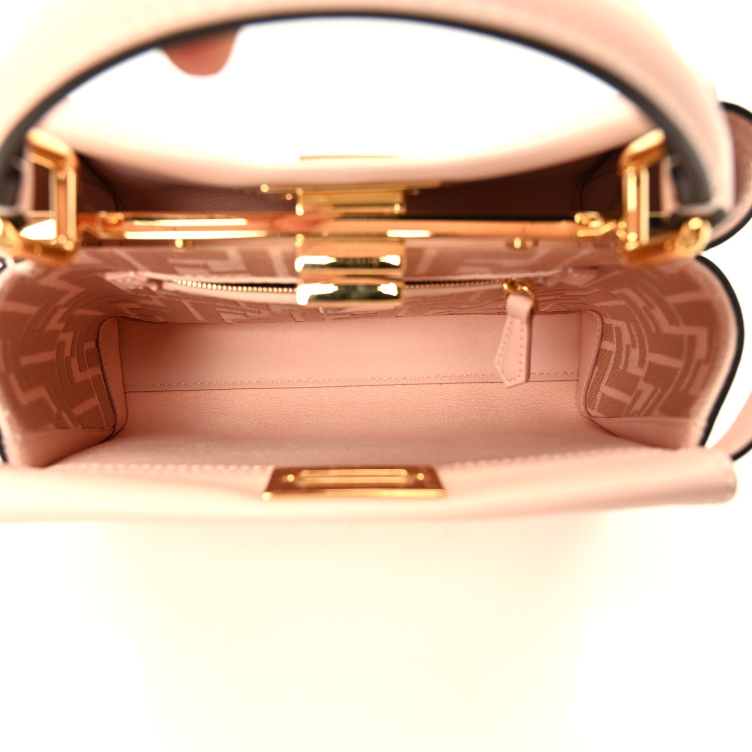 Fendi Vitello Seta Canvas FF Embroidered Mini Peekaboo Iconic Satchel Rosa Confetto 5 of 10