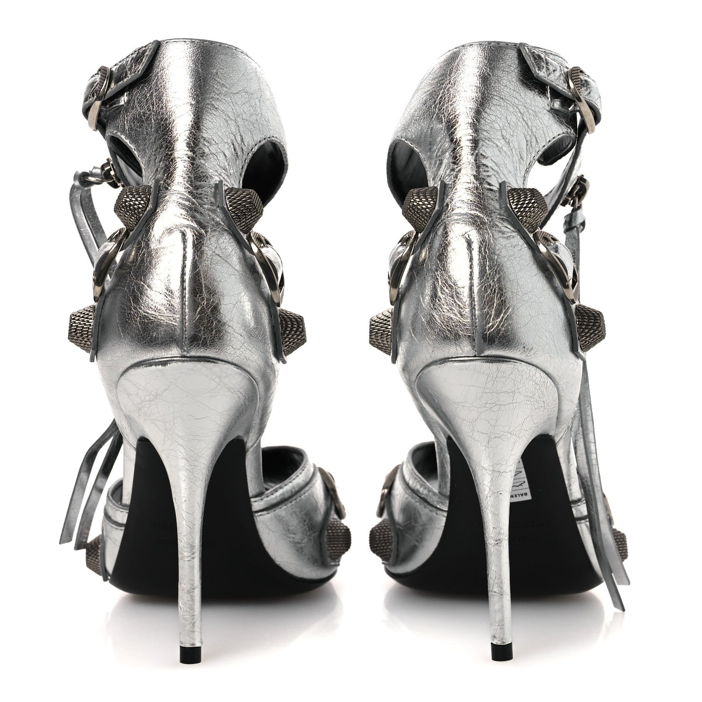 Metallic Agneau Arena Cagole 110mm Sandals 38 Silver 38 Silver