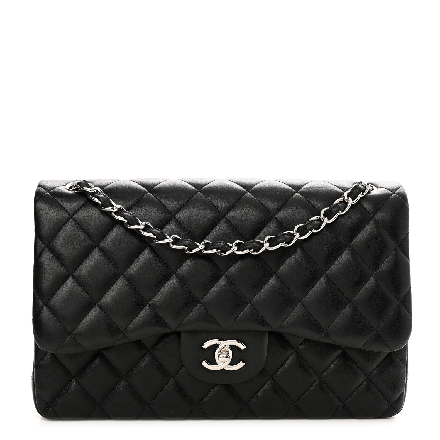 Chanel Lambskin Quilted Jumbo Double Flap Black 1 of 10