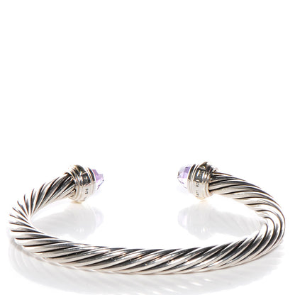 David Yurman Sterling Silver 14K Yellow Gold Amethyst 7mm Cable Classics Bracelet 4 of 6