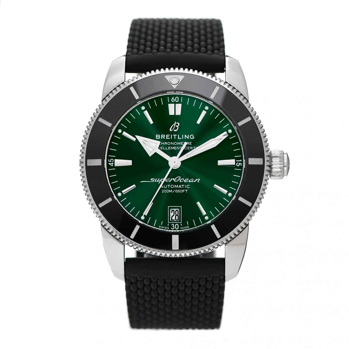 Stainless Steel Rubber 42mm Superocean Heritage II B20 Automatic Watch Green AB2010121L1S1