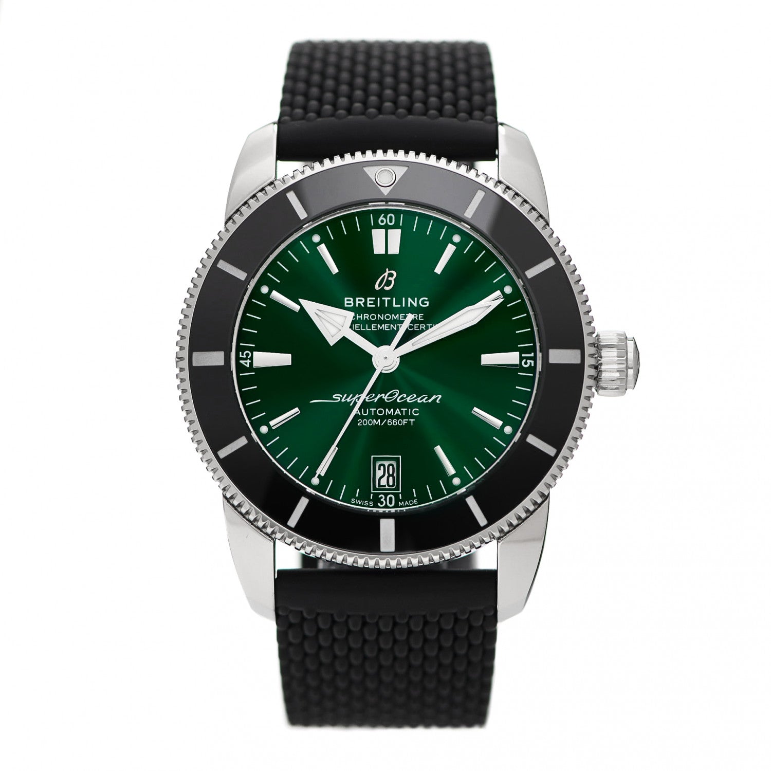 Breitling Stainless Steel Rubber 42mm Superocean Heritage II B20 Automatic Watch Green AB2010121L1S1 1 of 5