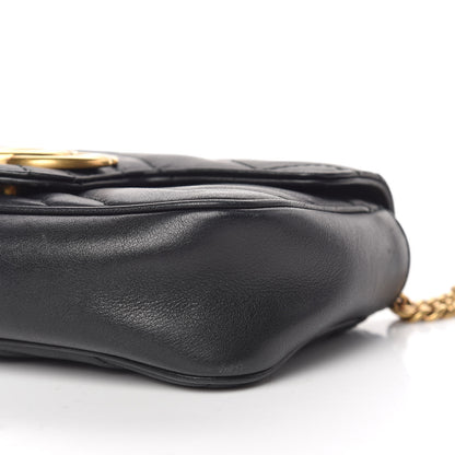 Gucci Calfskin Matelasse Super Mini GG Marmont Shoulder Bag Black 6 of 15