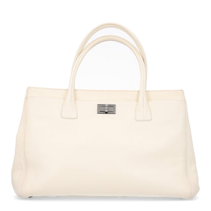Chanel Calfskin Mademoiselle Lock Cerf Executive Shopper Tote White 1 of 12