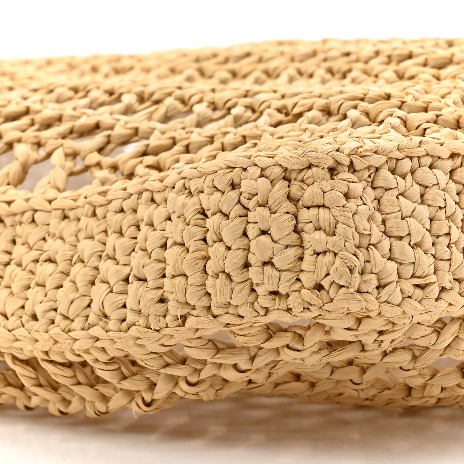Prada Yarn Raffia Effect Crochet Logo Embroidered Tote Bag Naturale 8 of 10