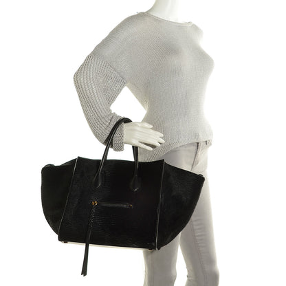 Celine Astrakhan Pony Hair Medium Phantom Luggage Black 2 of 8