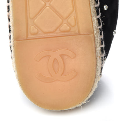 Chanel Suede Pearl CC Espadrilles 38 Black 8 of 10