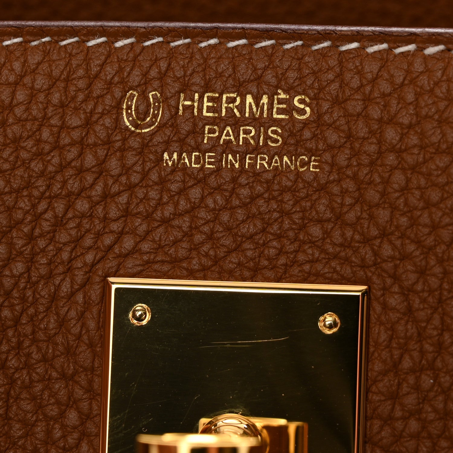 Hermes Togo Horseshoe Birkin 30 Gold Vermillion 6 of 15