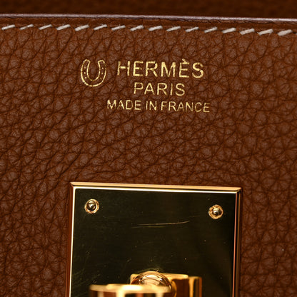 Hermes Togo Horseshoe Birkin 30 Gold Vermillion 6 of 15
