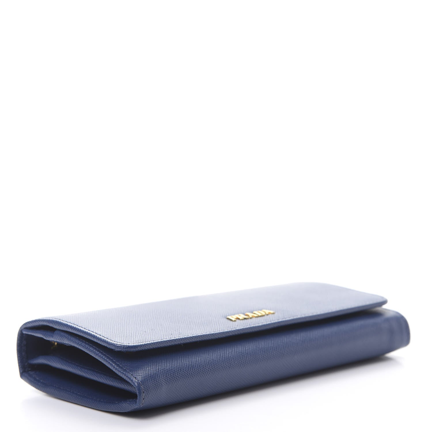 Prada Saffiano Metal Continental Flap Travel Wallet Bluette 4 of 9
