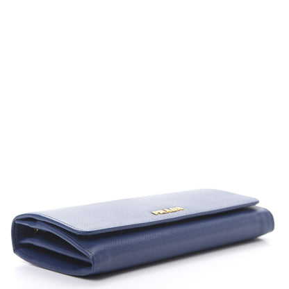 Prada Saffiano Metal Continental Flap Travel Wallet Bluette 4 of 9