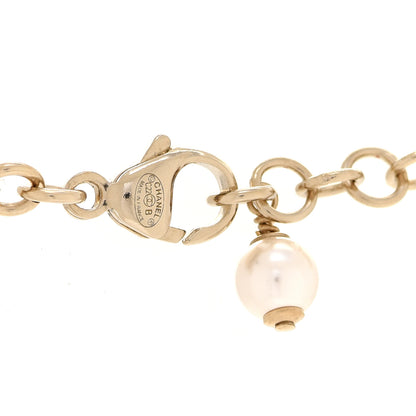 Chanel Pearl Crystal CC Heart Necklace Gold Pearly White Black 5 of 6