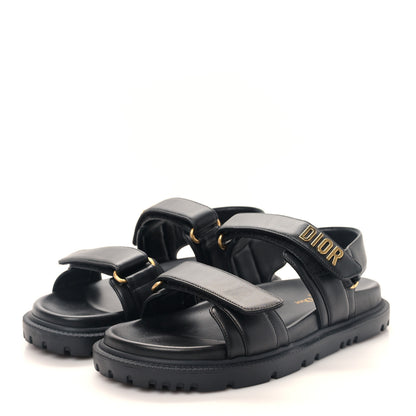 Christian Dior Lambskin Dioract 10mm Sandals 37 Black 3 of 8