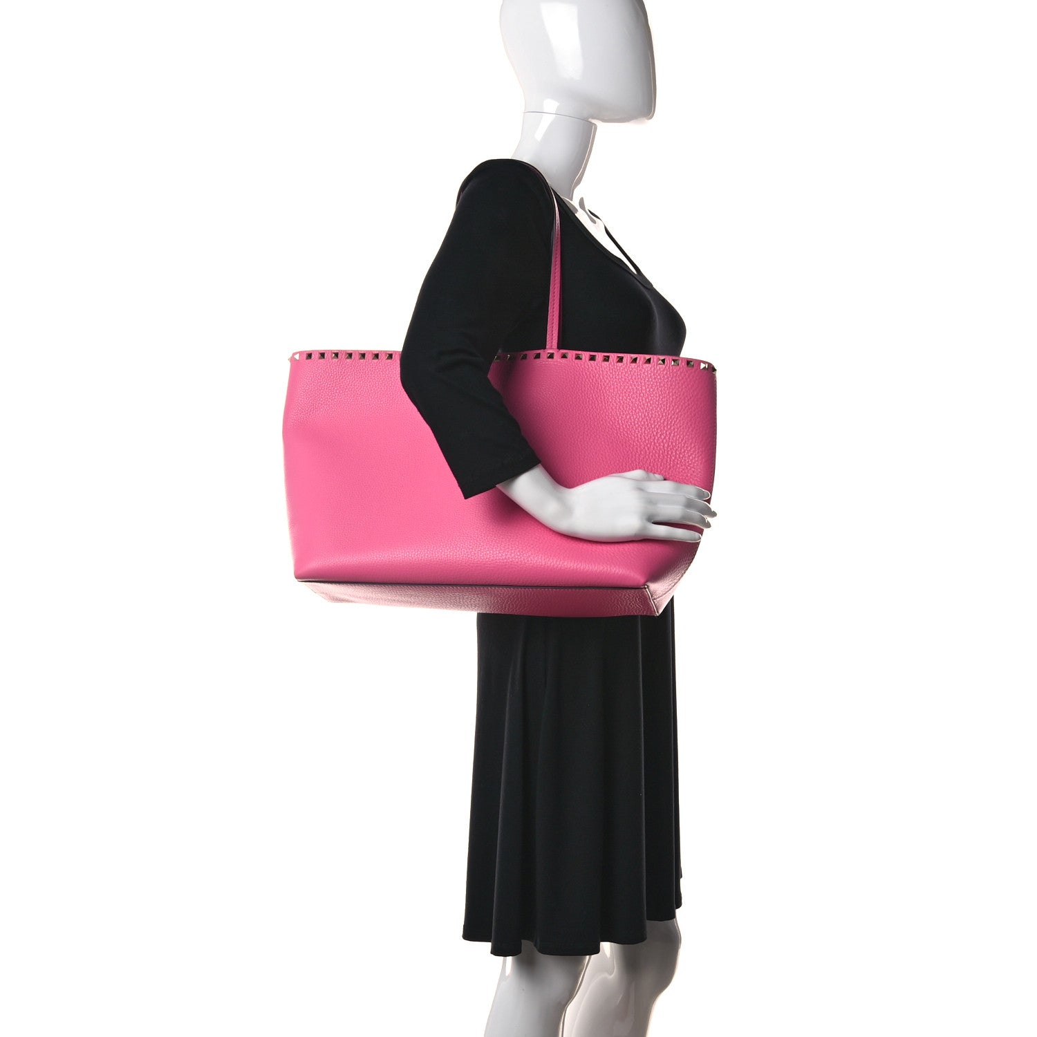 Valentino Garavani Grained Calfskin Rockstud Shoulder Tote Peony 2 of 18