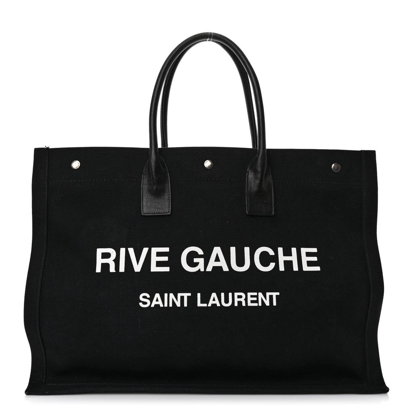 Linen Calfskin Rive Gauche Tote Black