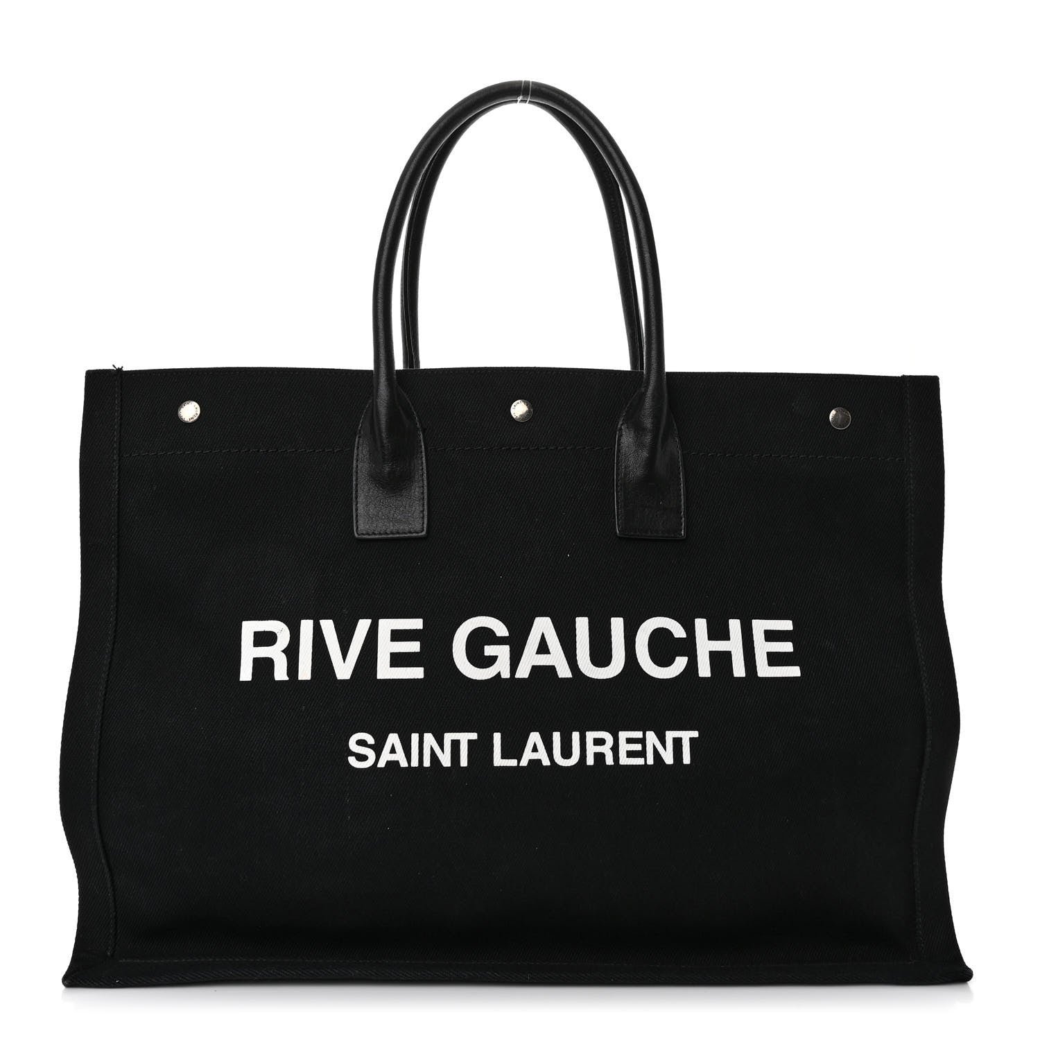 Saint Laurent Linen Calfskin Rive Gauche Tote Black 1 of 13