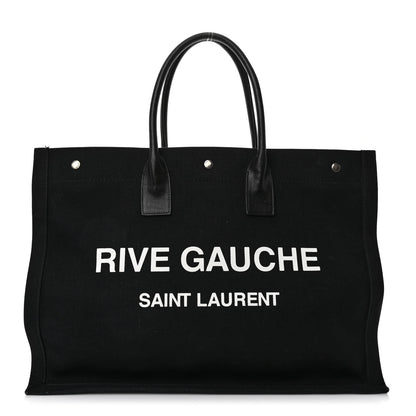 Saint Laurent Linen Calfskin Rive Gauche Tote Black 1 of 13