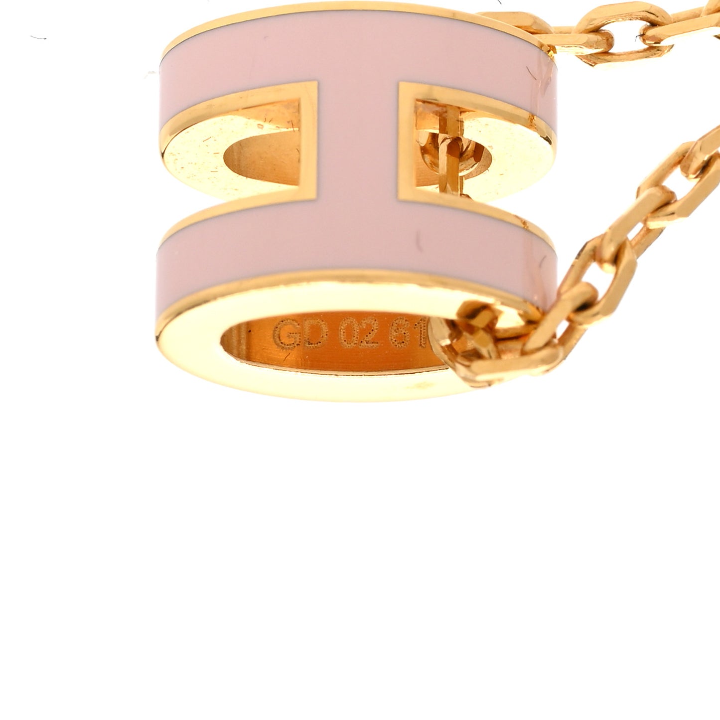 Lacquered Gold Mini Pop H Pendant Necklace Rose Dragee
