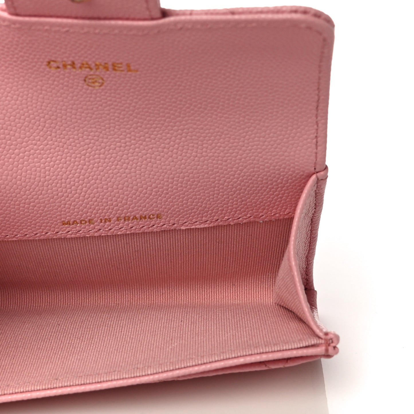 Caviar Quilted Flap Card Holder Wallet Light Pink