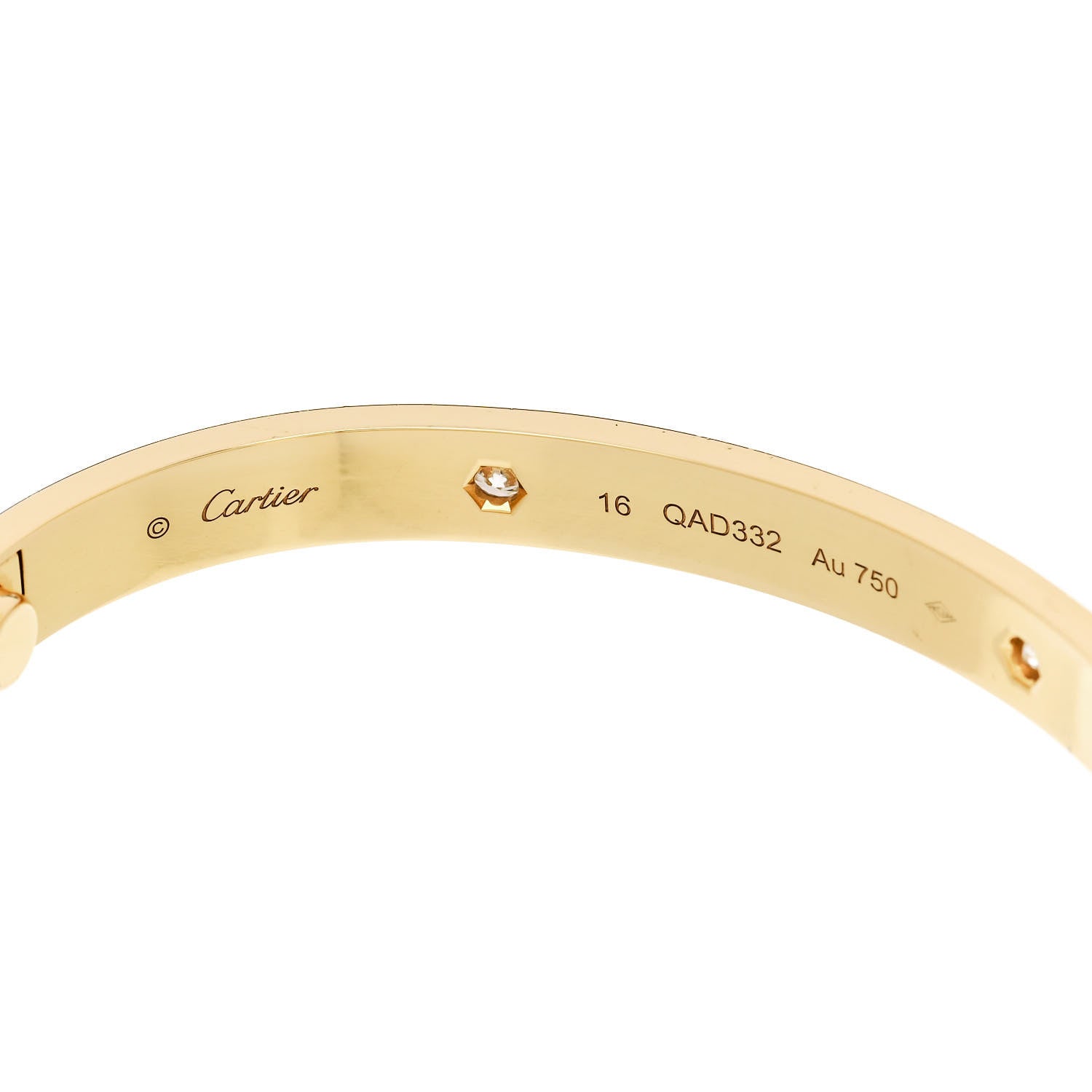 Cartier 18K Yellow Gold 4 Diamond LOVE Bracelet 16 5 of 9