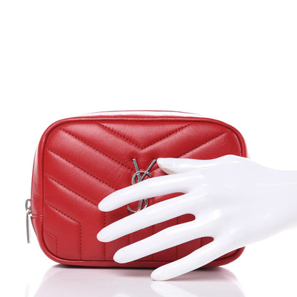 Saint Laurent Lambskin Y Quilted Monogram Loulou Cosmetic Case Rouge Orient 2 of 9