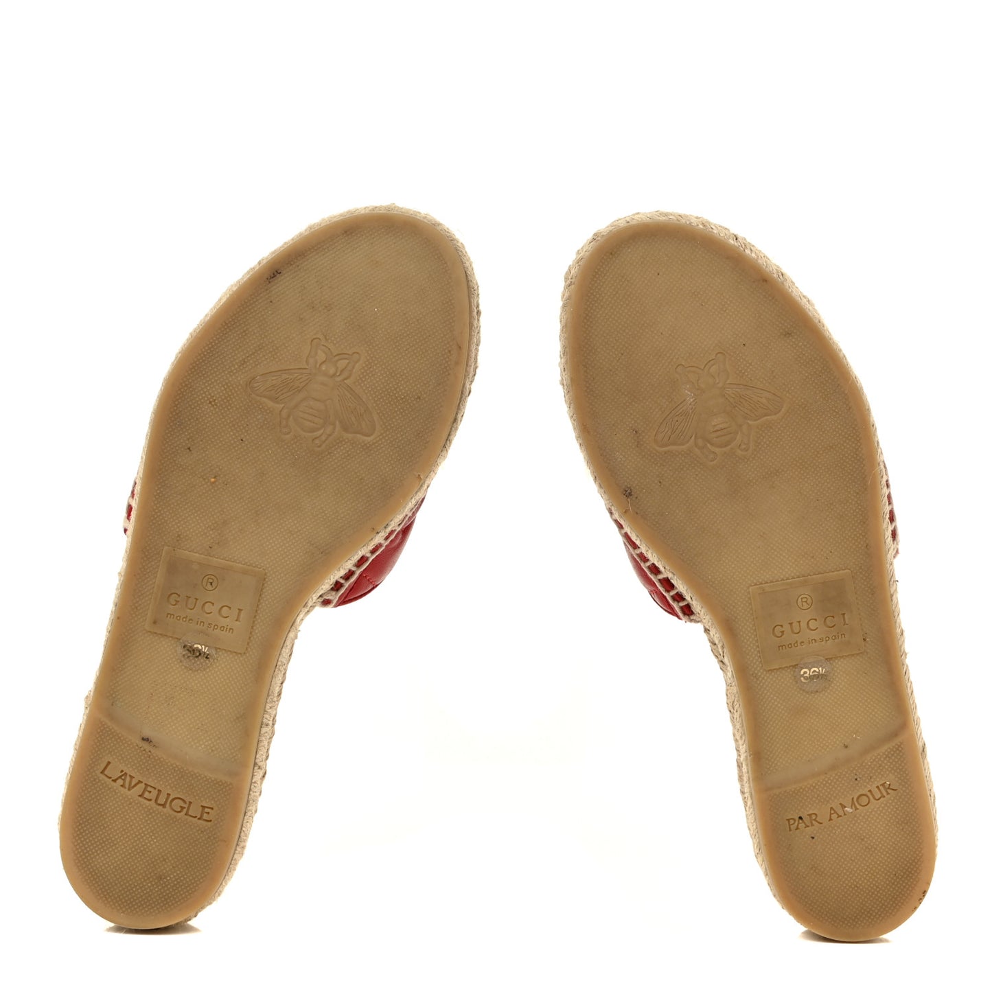Nappa Matelasse GG Marmont Espadrille Slide Sandals 36.5 Hibiscus Red