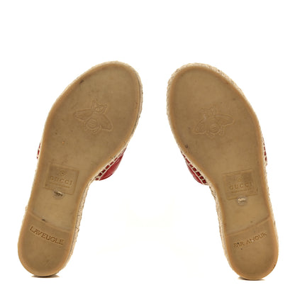 Gucci Nappa Matelasse GG Marmont Espadrille Slide Sandals 36.5 Hibiscus Red 5 of 15